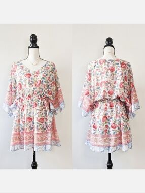 NWT Sevya Handmade Coral Floral Caftan